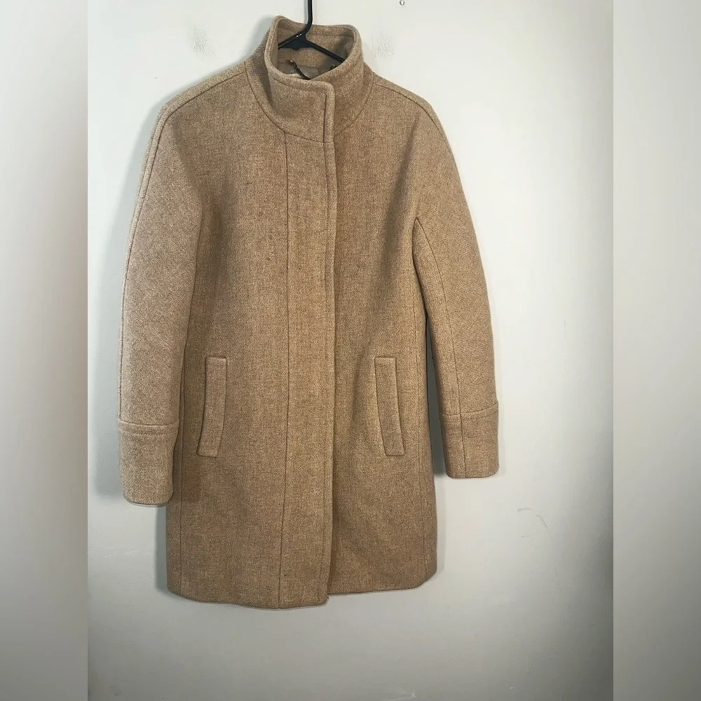 J.Crew Stadium-Cloth Cocoon Coat in Camel Beige Size 2 - Italian Nello Gori Wool - Picture 3 of 11
